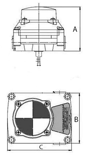 Эскиз размеров блока концевых выключателей DN.ru APL-210N