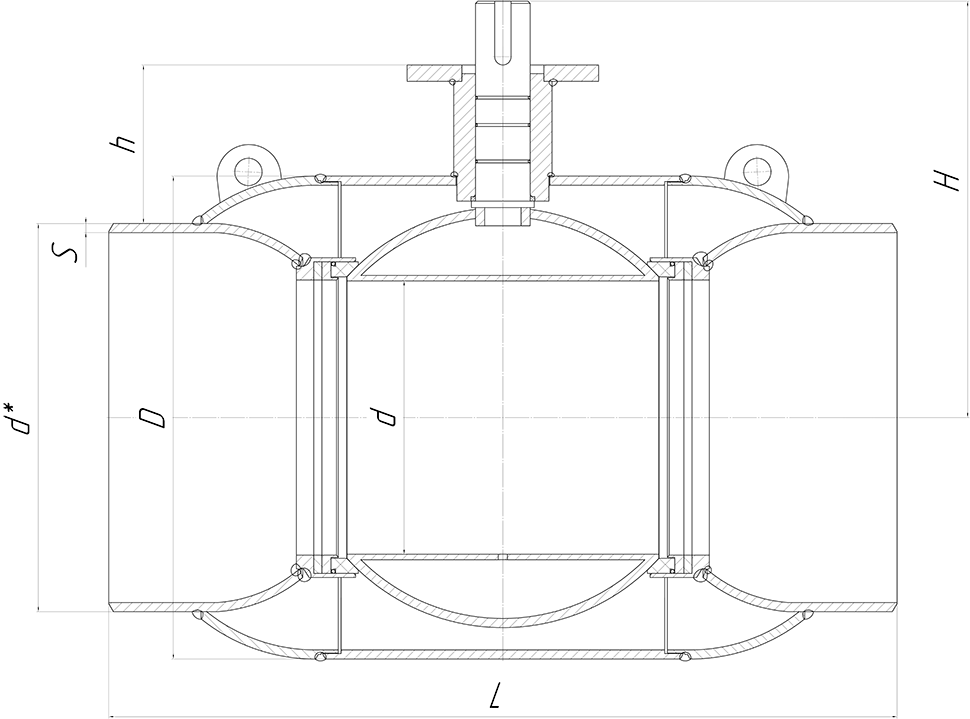 Кран шаровый ALSO КШ.П.П.Р.150.25-01 Ду150 Ру25 под приварку под редуктор или привод