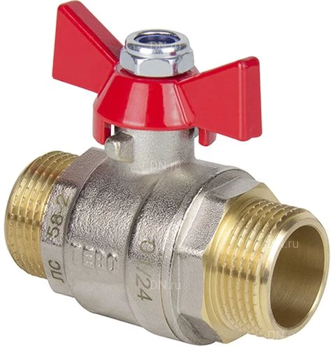 Краны шаровые TEBO КШ.303.КБ 1/2″-1″ Ду15-25 Ру40 полнопроходные муфтовые, латунные никелированные, управление ручка-бабочка