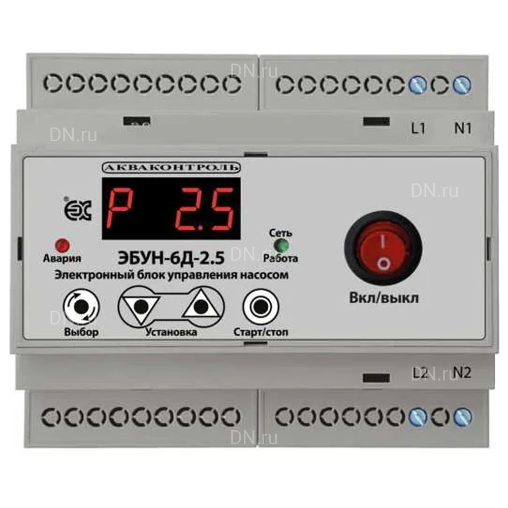 Блок управления насосом Акваконтроль ЭБУН-6Д-2.5-75-10 1/4″ электронный, с плавным пуском и выносным датчиком, давление до 10бар, для насоса до 2.5кВт, 230В