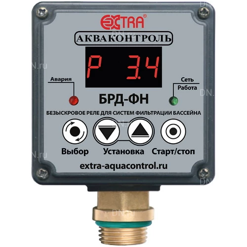 Реле давления воды Акваконтроль БРД-ФН 1/2″ электронные, для фильтрации бассейна, давление до 3бар, для насоса до 2.5кВт, 230В