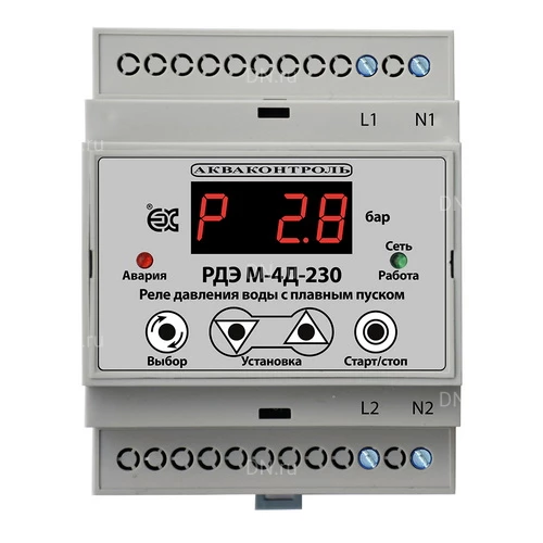 Реле давления воды Акваконтроль РДЭ-М-4Д 1/4″ электронные, с плавным пуском и выносным датчиком, давление до 10бар, для насоса до 2.5кВт
