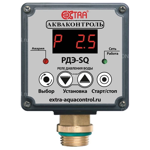 Реле давления воды Акваконтроль РДЭ-SQ 1/2-1/4″ электронные, давление до 10бар, для насоса до 2.85кВт, 260В