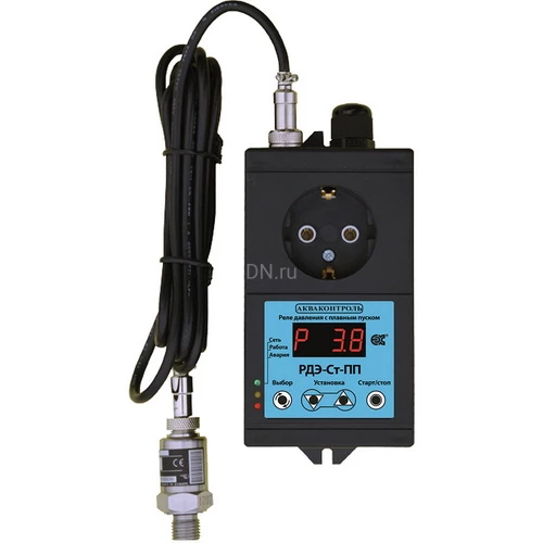 Реле давления воды Акваконтроль РДЭ-Ст-ПП 1/4″ электронные, с плавным пуском, давление до 10бар, для насоса до 2.5кВт, 260В