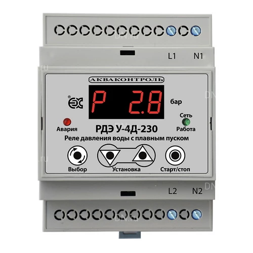 Реле давления воды Акваконтроль РДЭ-У-4Д 1/4″ электронные, с плавным пуском и выносным датчиком, давление до 10бар, для насоса до 2.5кВт