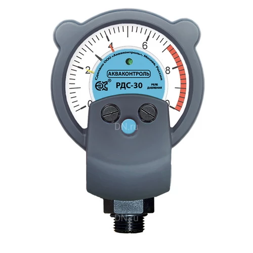 Реле давления воды Акваконтроль РДС 1/2″ стрелочные, давление до 6.5бар, для скважинного насоса до 1.5кВт, 230В