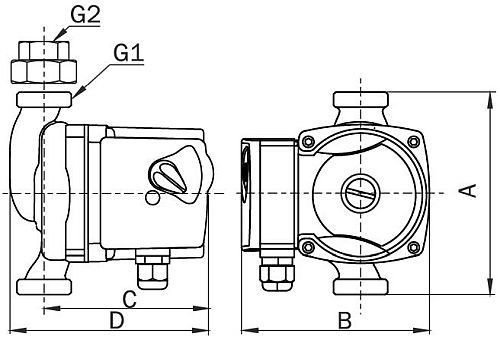 Насос циркуляционный Aquario AC 206-130 поверхностный с мокрым ротором Ду20 Ру10 мощность - 0.1 кВт, расход - 3.6 м3/ч, присоединение - 1″, 3/4″, 230В/50Гц 1 фазный, корпус - чугун, IP44, класс изоляции - Н, монтажная длина - 130 мм (5206)