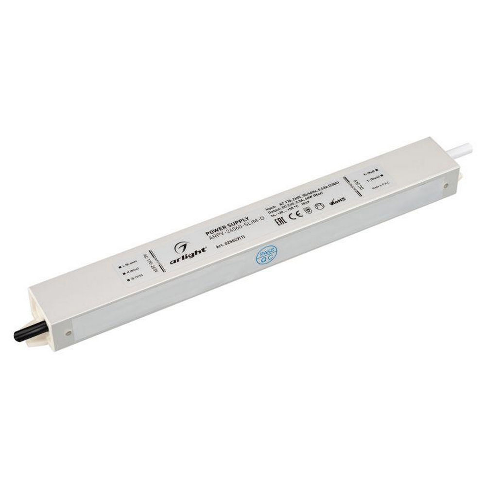 Блок питания Arlight ARPV ARPV-24060-SLIM-D 60 Вт, 2.5 А, 24 В, для светодиодных лент, IP67