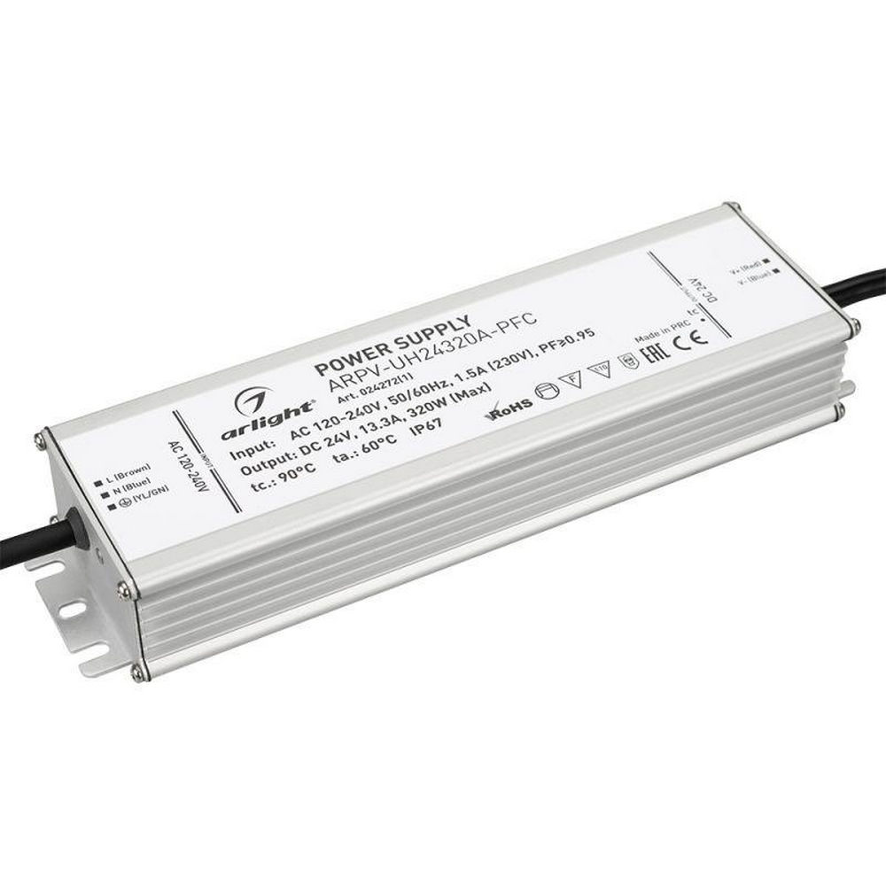 Блок питания Arlight ARPV ARPV-UH24320A-PFC 320 Вт, 13.3 А, 24 В, для светодиодных лент, IP67