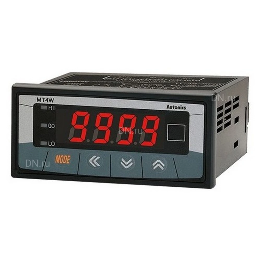 Мультиметр Autonics MT4W-DA-49 постоянный ток, 96х48мм, 4-разрядный индикатор, отображаемый диапазон от -1999 до 9999, вход 0-5A, выход 3PNP, RS485, 100-240В