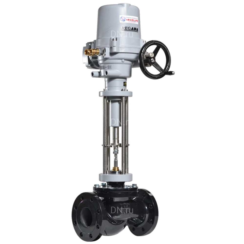 Клапан регулирующий Авангард КР 25ч945нж Ду300 Ру16 односедельный неразгруженный, присоединение фланцевое, корпус - чугун СЧ20, уплотнение - металл, электропривод ПЭП-САЗ-2-40000 (стандарт-2)