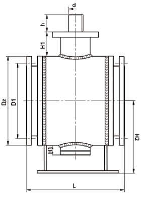 Чертеж Крана Broen Ballomax газовый полнопроходный Ду300 Ру/Рраб 16/12 фланцевый, Траб=-40/+100 с ISO-фланцем и редуктором