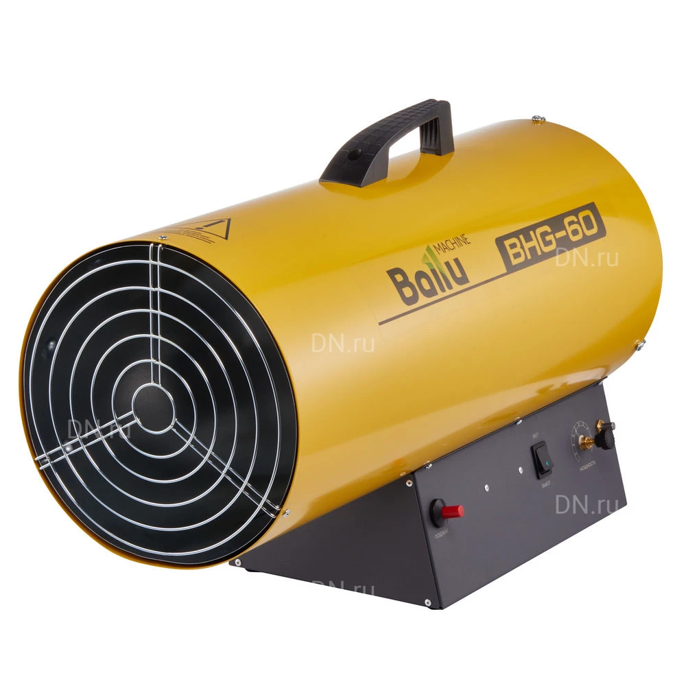 Тепловентилятор Ballu BHG-60 газовый, мощность - 53кВт, объем помещения - 1000м3, производительность - 1000м3/час, IP10, расход топлива - 4.4кг/ч