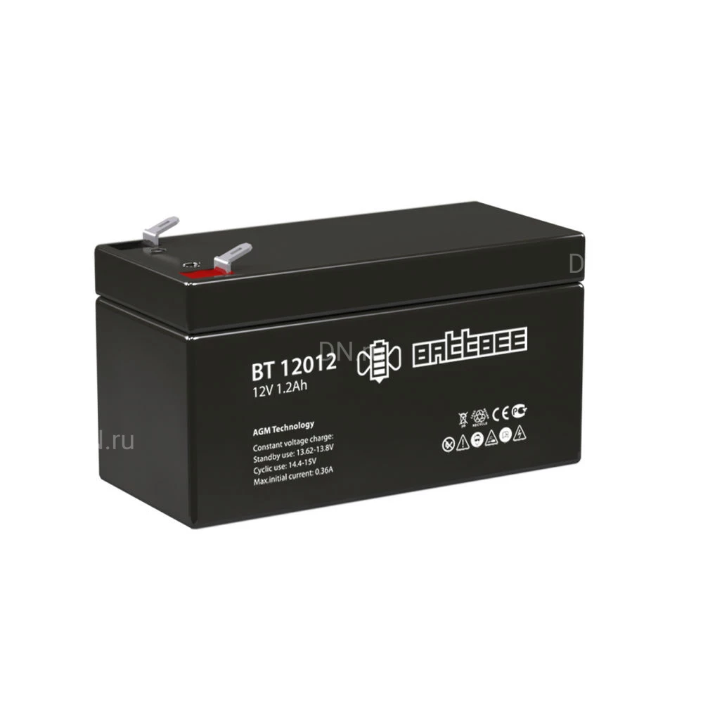 Аккумуляторная батарея BattBee BT 12012 97х43х59мм, напряжение - 12В, емкость - 1.2Ач, тип - AGM