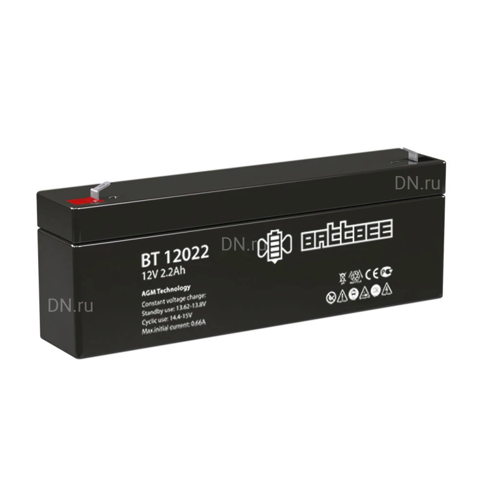 Аккумуляторная батарея BattBee BT 12022 178х35х67мм, напряжение - 12В, емкость - 2.2Ач, тип - AGM