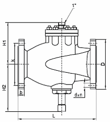 Чертеж Клапан регулирующий двухходовой M2F Ду100-150 фланцевый