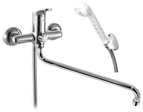 Смесители для ванны с душем Центр Сантехники Стройка ЦС 300-3 длина 300 мм, однорукояточные, излив круглый, серебристые