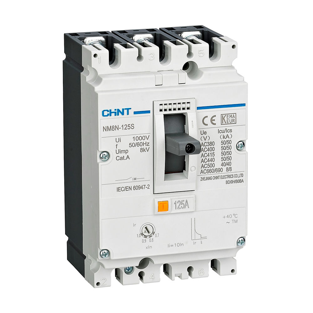 Автоматический выключатель трехполюсный CHINT NM8N 3P TM 50А 50кА, с термомагнитным расцепителем, сила тока 50 A, отключающая способность 50 кА