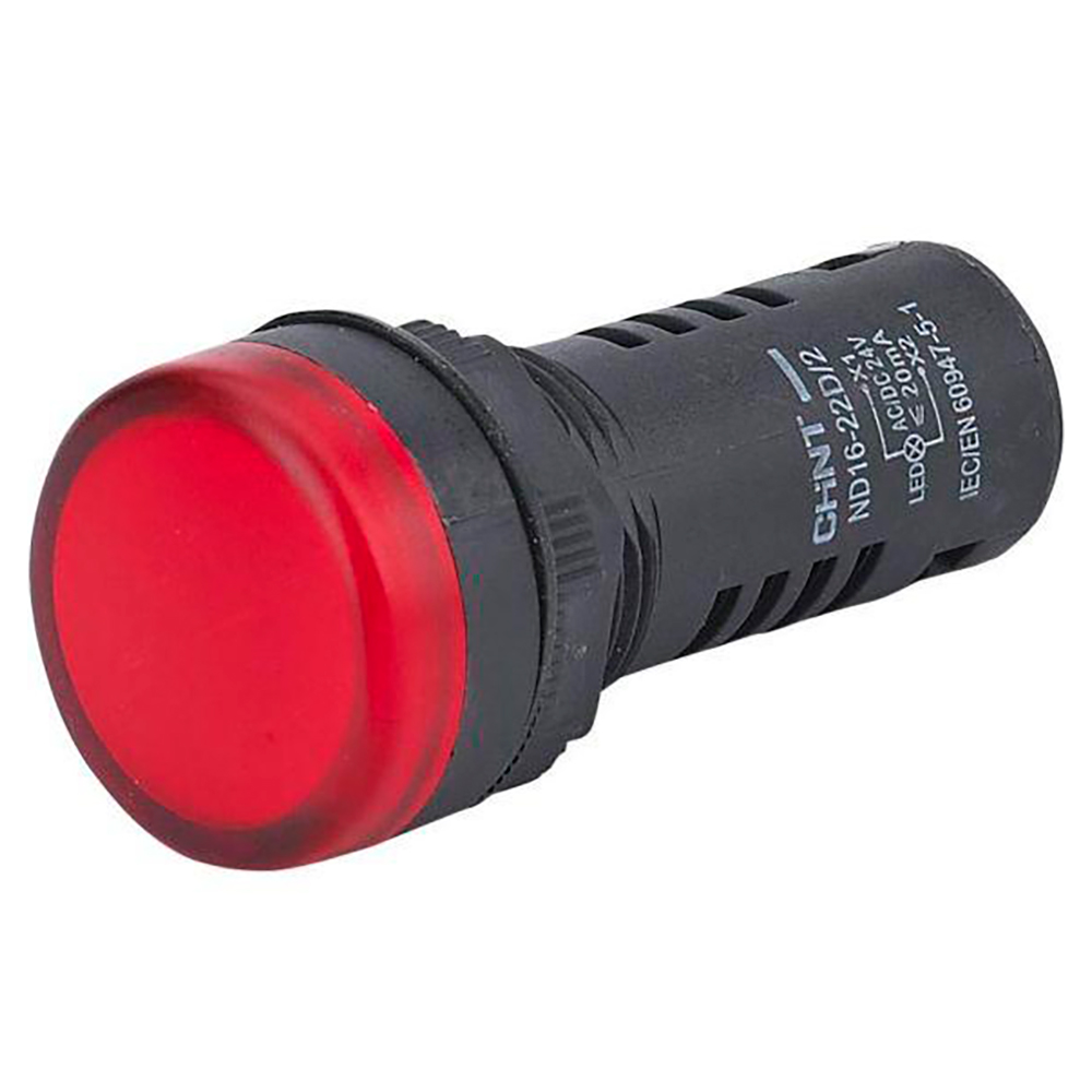 Лампа сигнальная CHINT ND16-22D/2 со встроенным резистором 20А, 230В, IP65, цвет – красный