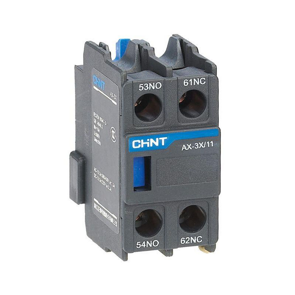 Приставка CHINT AX-3X/20, к контактору NXC-06~630(R), с дополнительными контактами 2НО+0НЗ, номинальный ток - 10  А, способ монтажа - на DIN-рейку, IP20