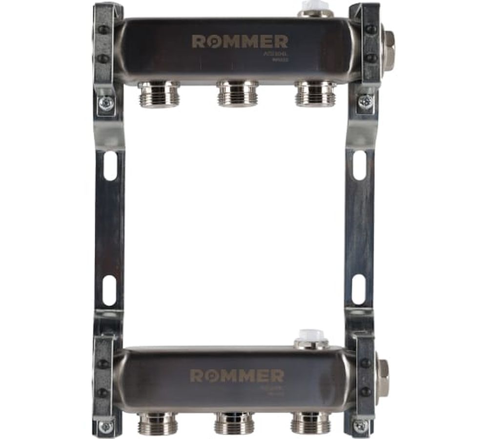 Коллектор стальной ROMMER RMS-4401 для радиаторной разводки, 3 выхода