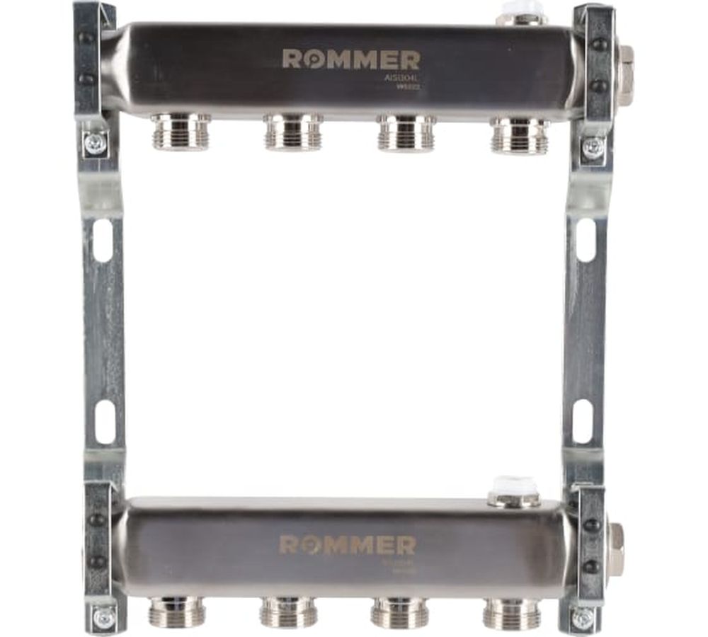 Коллектор стальной ROMMER RMS-4401 для радиаторной разводки, 4 выхода