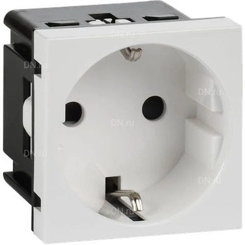 Розетки Daccord 45х45 с заземляющим контактом, с винтовым зажимом (2 модуля), цвет - белый/красный