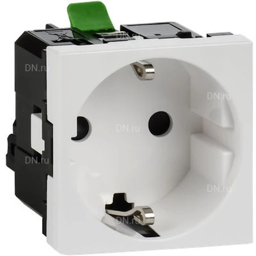 Розетки Daccord 45х45 с заземляющим контактом, с безвинтовым зажимом (2 модуля), цвет - белый/красный