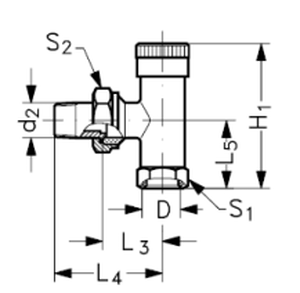Клапаны запорные для радиатора Danfoss RLV 1/2″ Ду15 Ру10 угловые
