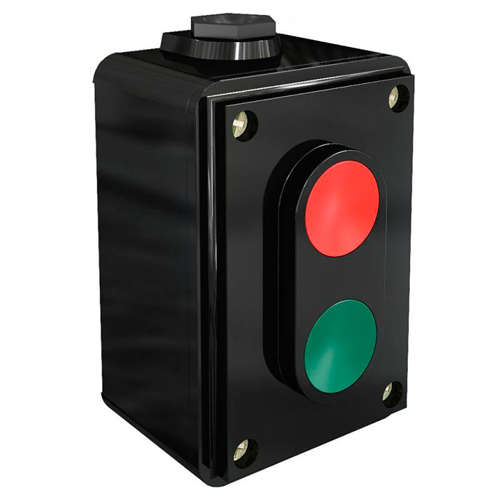 Пост кнопочный DEKraft ПКЕ-02-LA4-2H 2 кнопки, контакты 2НО+2НЗ, 10А, 380В, IP54, цвет – черный