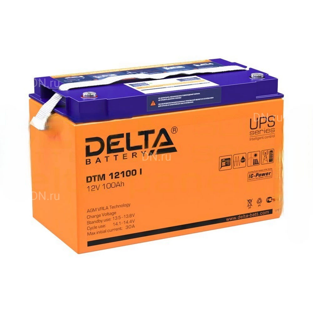 Аккумуляторная батарея Delta DTM 12100 I 333х173х222мм, напряжение - 12В, емкость - 100Ач, тип клеммы - под болт M6