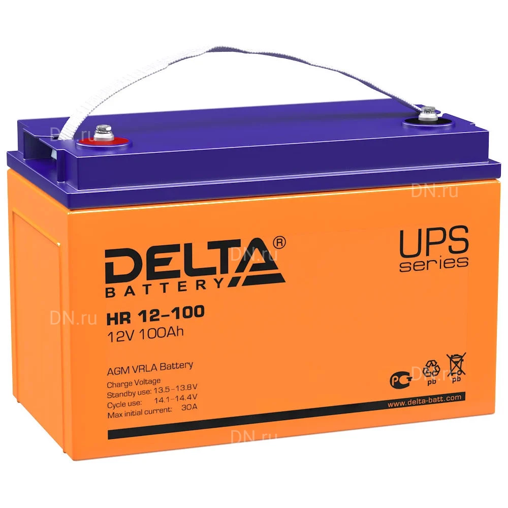 Аккумуляторная батарея Delta HR 12-100 330х171х220мм, напряжение - 12В, емкость - 100Ач, тип клеммы - под болт M6