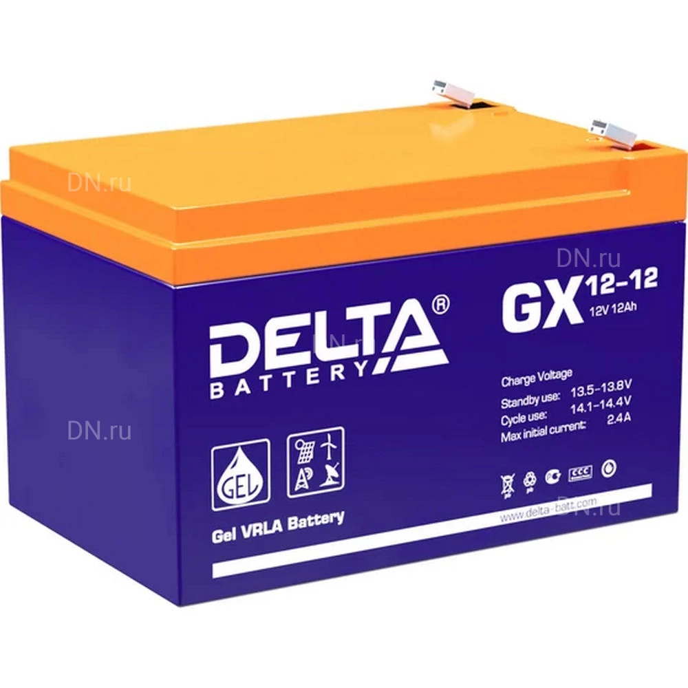 Аккумуляторная батарея Delta GX 12-12151х95х101мм, напряжение - 12В, емкость - 12Ач, тип клеммы - FASTON (зажим) 6.35мм