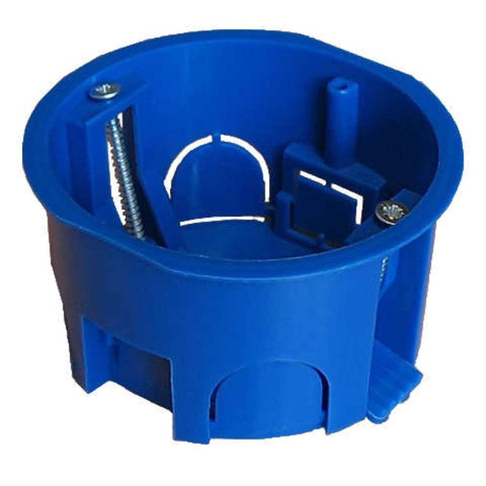 Коробка установочная E.p.plast 70х40, для скрытого монтажа в полые стены с пластиковыми лапками, корпус - пластик, цвет - синий