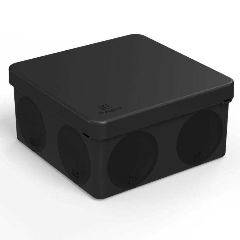 Коробка распределительная Промрукав 100х100х50 двухкомпонентная безгалогенная, для прямого монтажа, корпус - пластик, цвет - черный