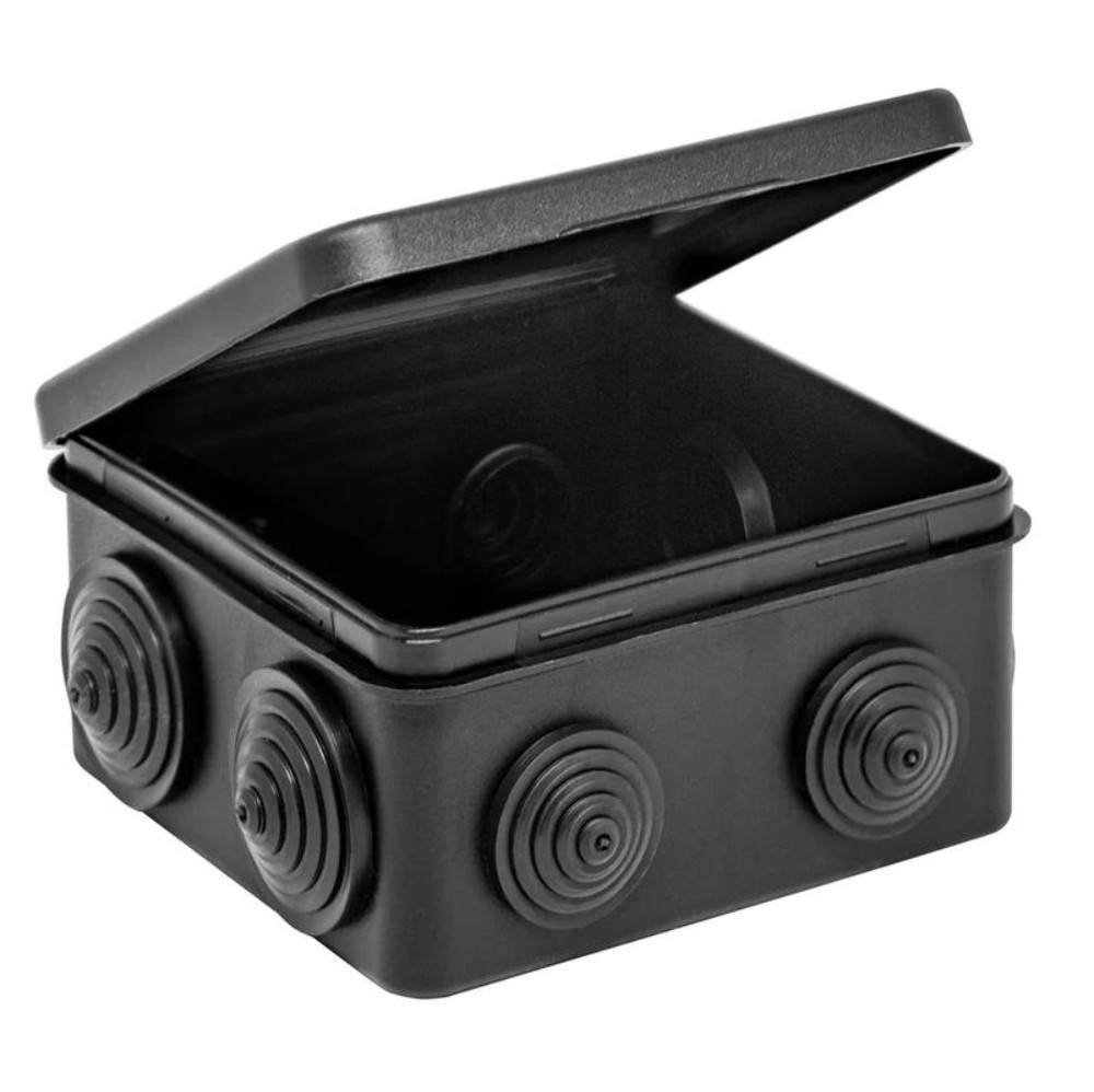Коробка распределительная Ruvinil ОП 100x100x50 откидная крышка, корпус - полипропилен, цвет - черный
