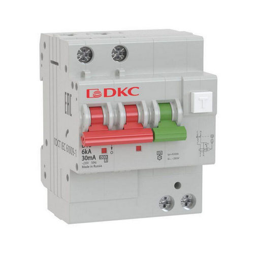 Автоматические выключатели дифференциального тока двухполюсные DKC MDV63 2P (1P+N), ток утечки 30 мА, сила тока 16 А