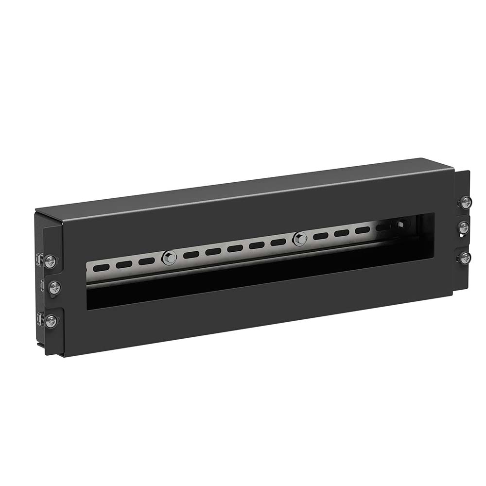 Модульный блок DKC RAM telecom 19″ с DIN-рейкой, 3U, закрытый корпус, цвет - черный RAL9005