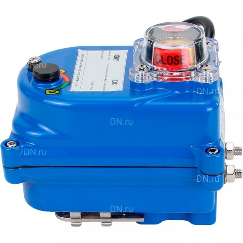 Затворы дисковые поворотные DN.ru WBV4242E-2W-Fb-ISO Дн50-80 Ру10 межфланцевые, корпус - НПВХ, диск - НПВХ, уплотнение - EPDM, с электроприводом DN.ru QT-N-003EM-O1-12VDC-У1 blue