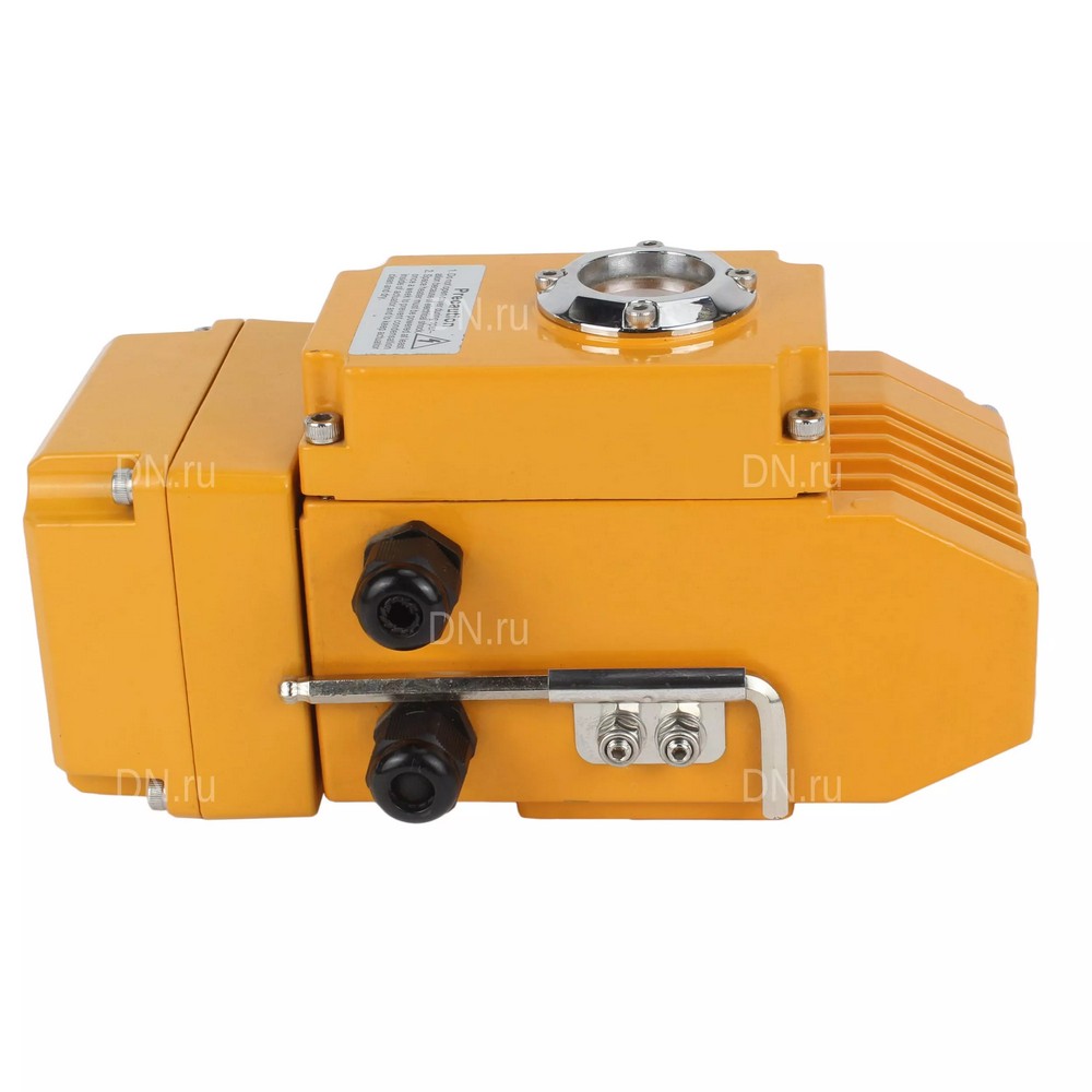 Затвор дисковый поворотный DN.ru WBV4242E-2W-Fb-ISO Дн65 Ру10 межфланцевый, корпус - НПВХ, диск - НПВХ, уплотнение - EPDM, с электроприводом DN.ru QT-N-005EM-B1-220VAC-У1 c датчиком обратной связи и входным управляющим сигналом 0-10