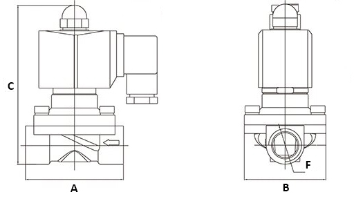 Клапаны электромагнитные соленоидные двухходовые DN.ru VS2W-201N-NC Ду10-50 Ру10 корпус сталь 304, прямого действия, нормально закрытые (НЗ), уплотнение NBR, катушка 220B