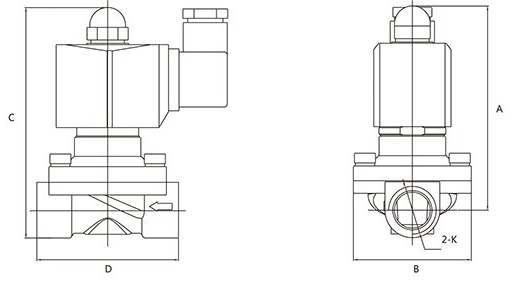 Электромагнитные клапаны (соленоидные) двухходовые DN.ru VS2W-301E-NC Ду6-50 Ру7 корпус сталь 304, прямого действия, нормально закрытые (НЗ), уплотнение EPDM, катушка 24В