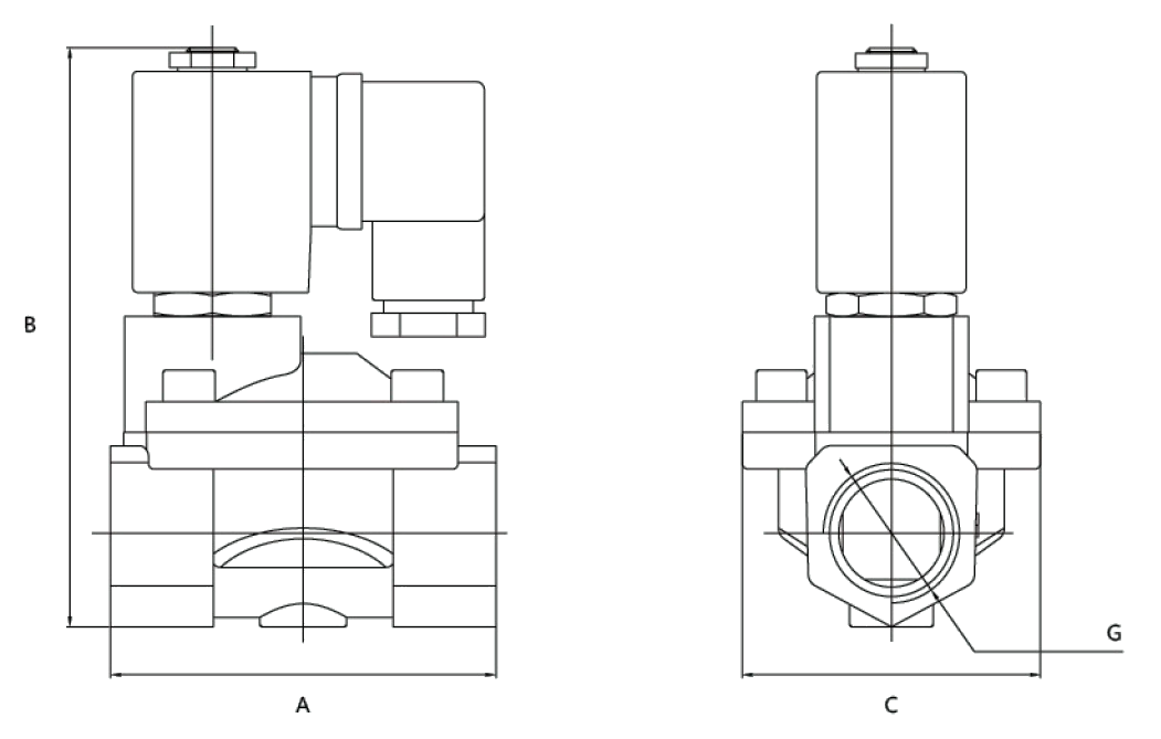 Двухходовые электромагнитные соленоидные клапаны DN.ru VS-401V-PU-NC Ду10-50 Ру10 корпус сталь 304, пилотного действия, резьба G, нормально закрытые (НЗ), уплотнение VITON, катушка 220В