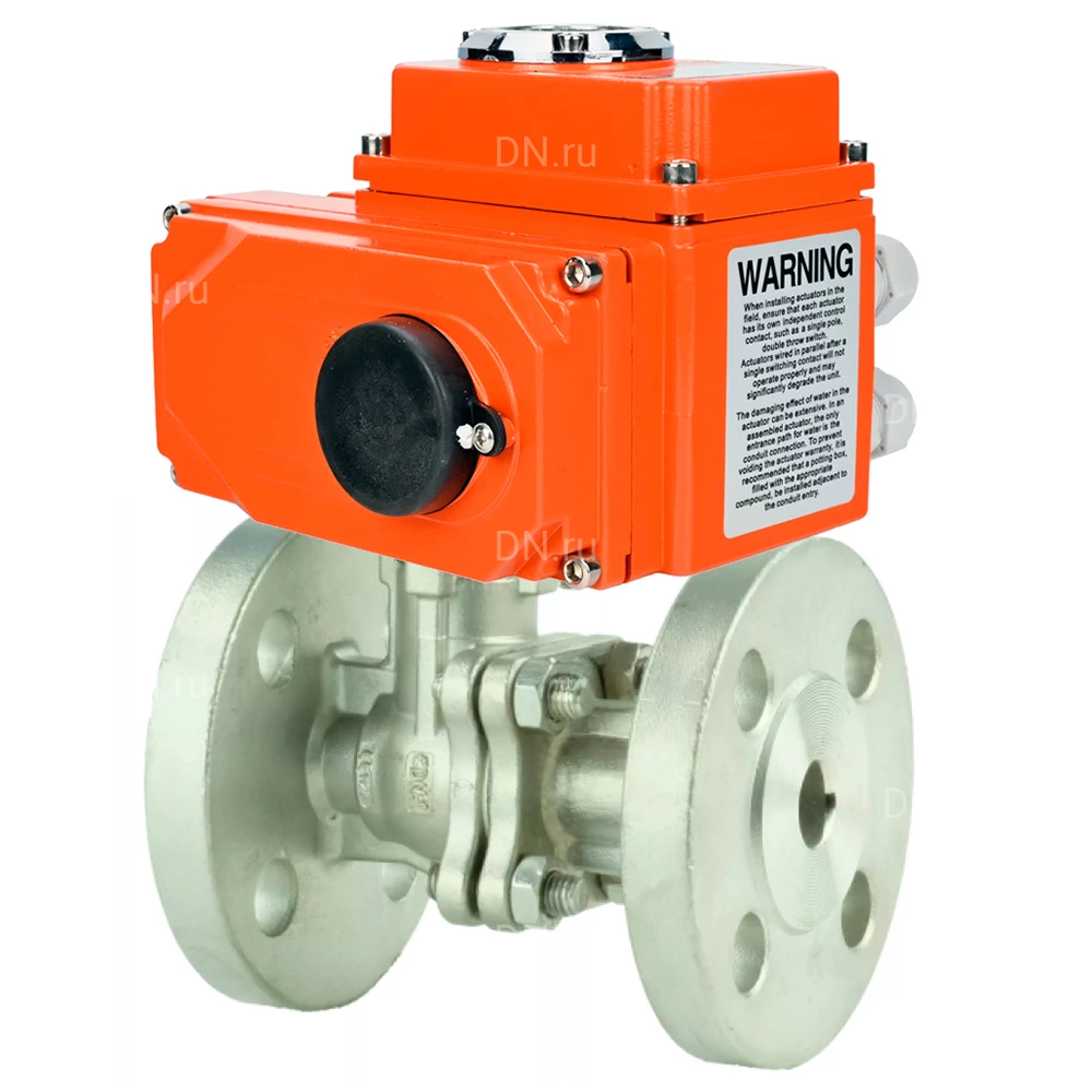 Кран шаровой DN.ru BV3232P(2pc)-FP-F-ISO-H Ду100 Ру16 полнопроходной, фланцевый, корпус - нержавеющая сталь SS316, уплотнение - PTFE, с 1/4-оборотным электроприводом QT-N-020EM-O1-220VAC-У1 220В HARK