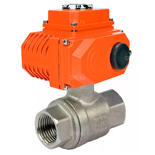 Краны шаровые DN.ru BV3232P(2pc)-FP-T-ISO-H Ду10-100 Ру63/40 полнопроходные, резьбовые, корпус - нержавеющая сталь SS316, уплотнение - PTFE, с 1/4-оборотным электроприводом QT-N-020EM-O1-220VAC-У1 220В HARK