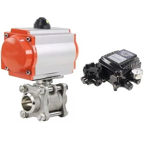 Кран шаровой DN.ru BV3232P(3pc)-FP-W-ISO-H Ду100 Ру25 полнопроходной двухходовой, корпус - нержавеющая сталь SS316, под приварку, уплотнение - PTFE, с пневмоприводом PA-SA-140 и электропневматическим поворотным позиционером YT-1000RSN без обратной связи Кран шаровой DN.ru BV3232P(3pc)-FP-W-ISO-H Ду100 Ру25 полнопроходной двухходовой, корпус - нержавеющая сталь SS316, под приварку, уплотнение - PTFE, с пневмоприводом PA-SA-140 и электропневматическим поворотным позиционером YT-1000RSN без обратной связи