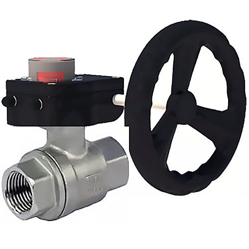 Краны шаровые DN.ru BV3232P(2pc)-FP-T-ISO-H Ду10-100 Ру63/40 полнопроходные с редуктором DN.ru HGB RQN-Z с индикатором положения