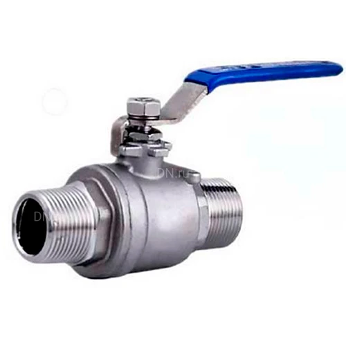 Краны шаровые DN.ru BV3131P(2pc)-FP-T-H НР/НР Ду15-50 Ру63/40 нержавеющая сталь AISI 304, полнопроходные, наружная резьба/наружная резьба, уплотнение - PTFE, ручка-рычаг