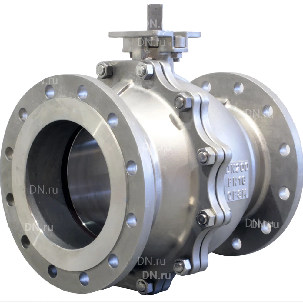 Кран шаровой DN.ru BV3232P(2pc)-FP-F-ISO-H Ду300 Ру16 полнопроходной двухходовой, нержавеющая сталь 316, фланцевое, уплотнение - PTFE, с ISO-фланцем и голым штоком, 36х36, F14