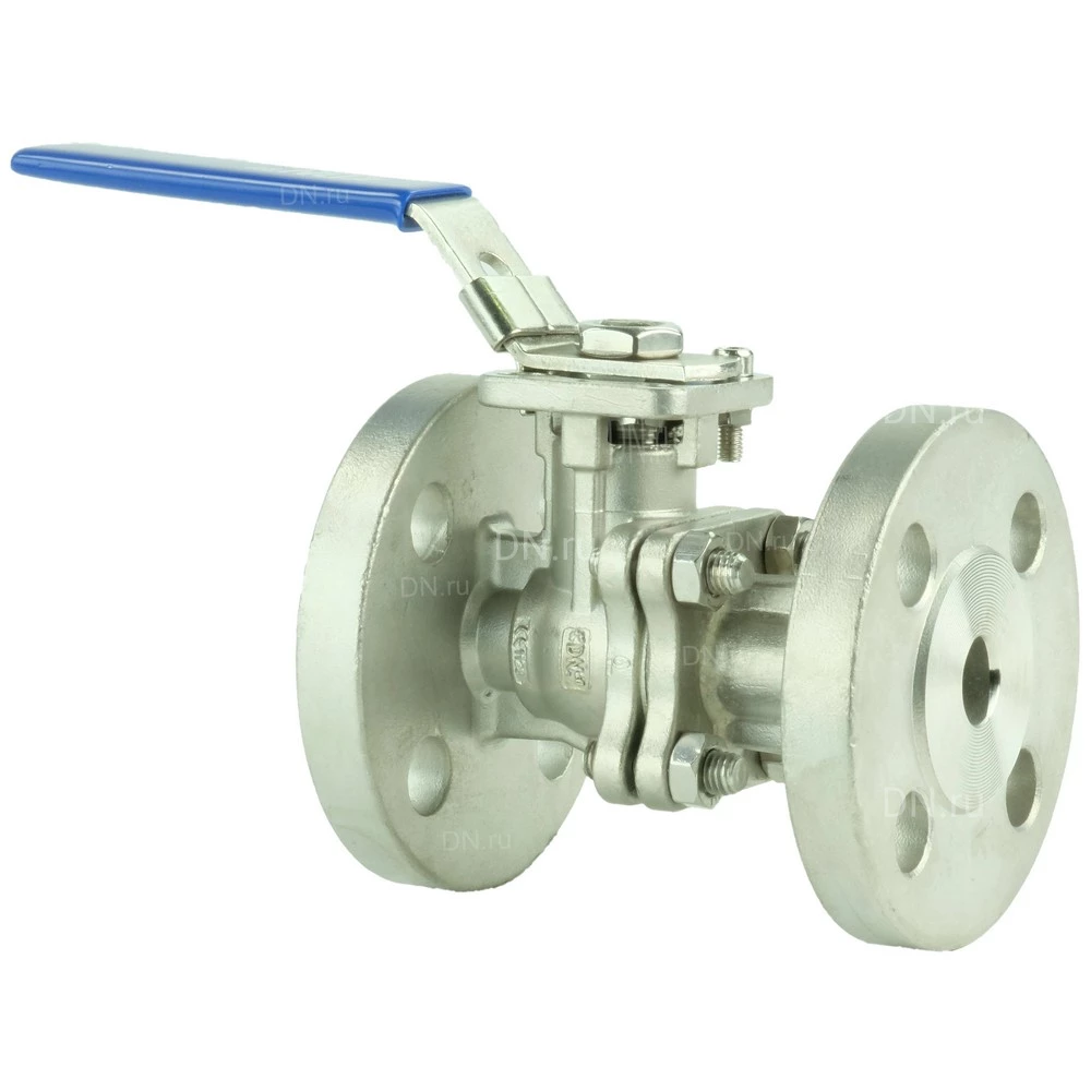 Кран шаровой DN.ru BV3232P(2pc)-FP-F-ISO-H Ду50 Ру16, корпус - нержавеющая сталь 316, уплотнение - PTFE, полнопроходной фланцевый с ISO-фланцем и рукояткой, 14х14, F05/F07, крутящий момент 50
